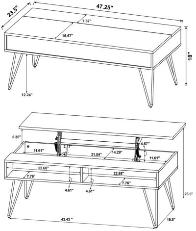 Coaster Fanning Engineered Wood Lift-Top Coffee Table Golden Oak