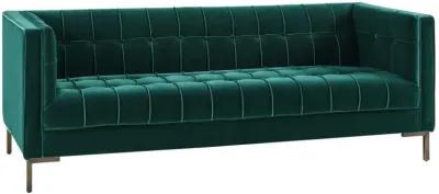 Steve Silver Isaac Channel Stitched Green Velvet Sofa