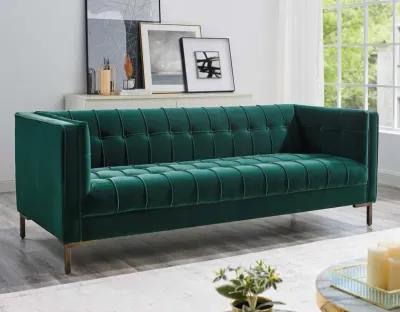 Steve Silver Isaac Channel Stitched Green Velvet Sofa