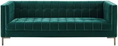 Steve Silver Isaac Channel Stitched Green Velvet Sofa