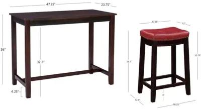 Linon Claridge 3-Piece Counter Set Brown Red