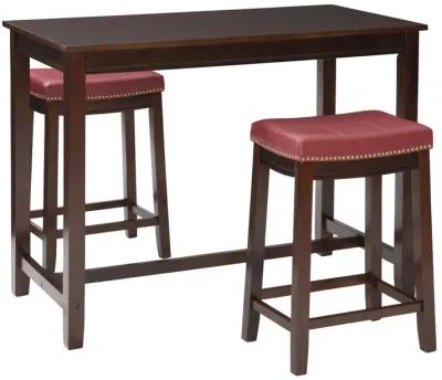 Linon Claridge 3-Piece Counter Set Brown Red