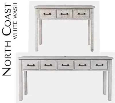 North Coast 3-Drawer Accent White Wash Console Accent Table