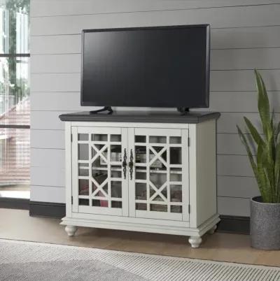 Martin Svensson Elegant Small Spaces TV Stand in White with Grey Top