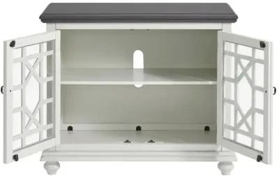 Martin Svensson Elegant Small Spaces TV Stand in White with Grey Top