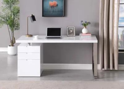 Chintaly Rotatable Home Office Desk with Wooden Top & 3-Drawer Cabinet