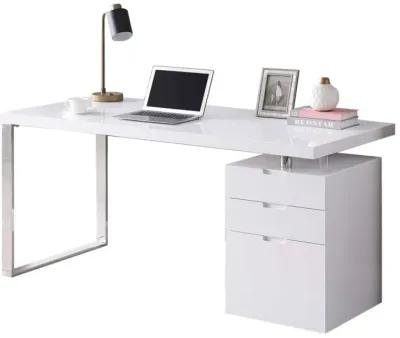 Chintaly Rotatable Home Office Desk with Wooden Top & 3-Drawer Cabinet