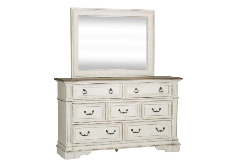 QUEEN PANEL BED DRESSER & MIRROR - ABBEY PARK