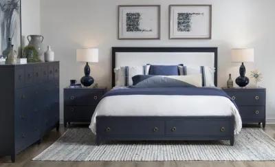 Legacy Classic Complete King Upholstered Blue Finish Bed with Storage Summerland Inkwell