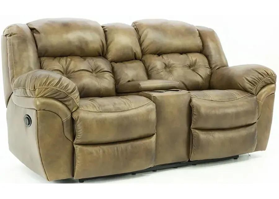 HUDSON SADDLE LEATHER 1P POWER LOVESEAT WITH CONSOLE