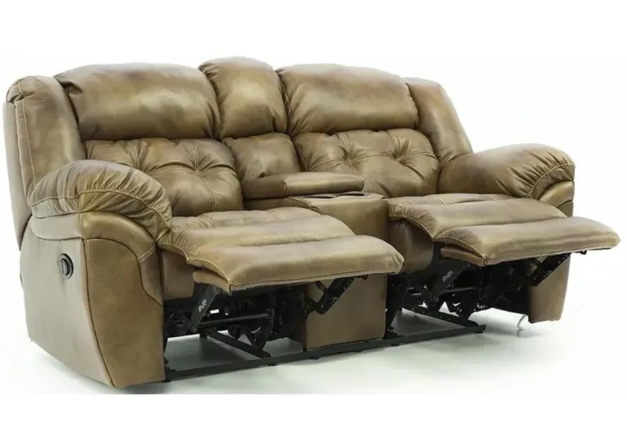 HUDSON SADDLE LEATHER 1P POWER LOVESEAT WITH CONSOLE