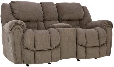 BAXTER TAUPE RECLINING LOVESEAT WITH CONSOLE