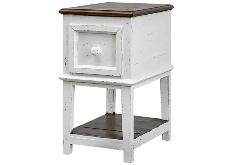 SAUL WHITE/TOBACCO ACCENT TABLE