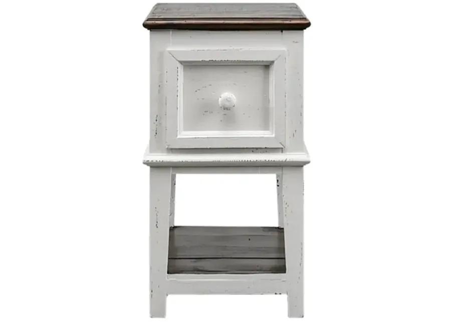 SAUL WHITE/TOBACCO ACCENT TABLE