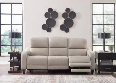 MERCOMATIC GRAY LEATHER 2P POWER RECLINING SOFA