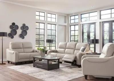 MERCOMATIC GRAY LEATHER 2P POWER RECLINING SOFA