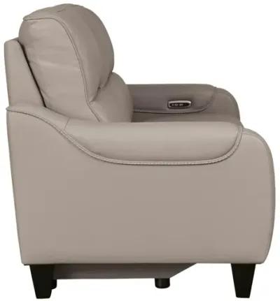 MERCOMATIC GRAY LEATHER 2P POWER RECLINING SOFA