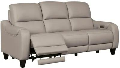 MERCOMATIC GRAY LEATHER 2P POWER RECLINING SOFA