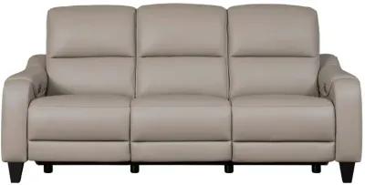 MERCOMATIC GRAY LEATHER 2P POWER RECLINING SOFA