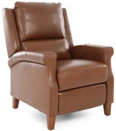 CARENTON CARAMEL LEATHER PUSH BACK RECLINER