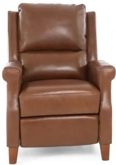 CARENTON CARAMEL LEATHER PUSH BACK RECLINER