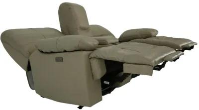 ODESSA TAUPE LEATHER 1P POWER ZERO GRAVITY RECLINING LOVESEAT WITH CONSOLE