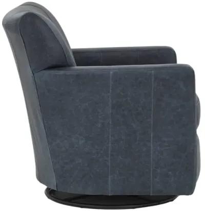 CAROLY INDIGO LEATHER SWIVEL GLIDER