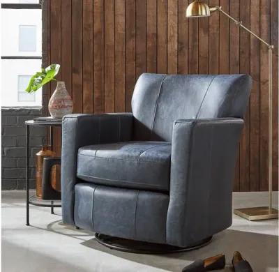 CAROLY INDIGO LEATHER SWIVEL GLIDER