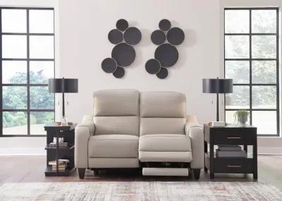 MERCOMATIC GRAY LEATHER 2P POWER RECLINING LOVESEAT