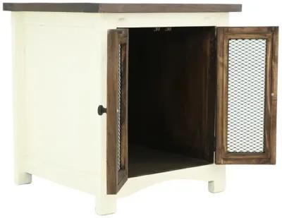 MESH WHITE/TOBACCO END TABLE