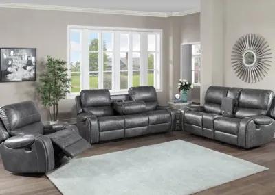 KEILY GREY RECLINING SOFA WITH DROP DOWN TABLE