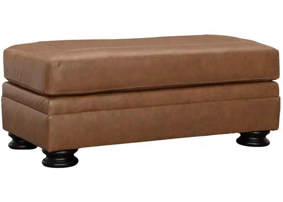 CARIANNA CARAMEL LEATHER OTTOMAN