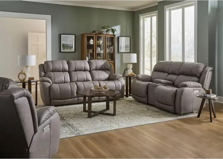 STELLAR GREY 3P POWER LOVESEAT WITH CONSOLE