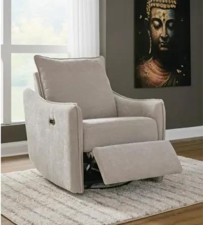 MCBURG TAUPE SWIVEL POWER RECLINER