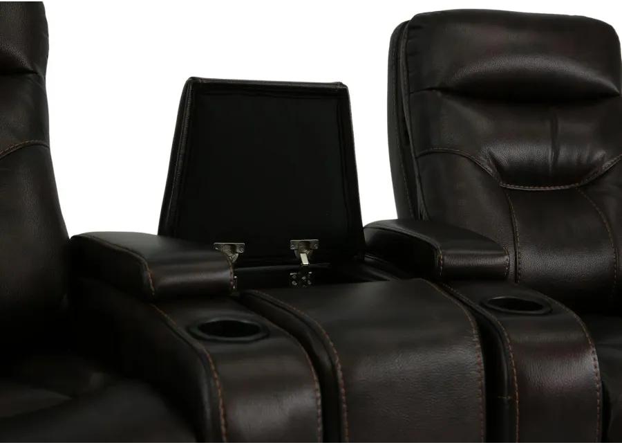 BOLTON WALNUT 2P POWER 3 PIECE THEATER SEATING WITH LIGHT