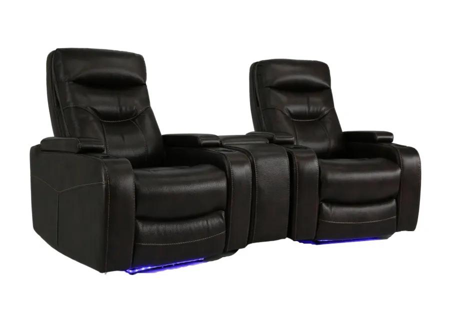 BOLTON WALNUT 2P POWER 3 PIECE THEATER SEATING WITH LIGHT