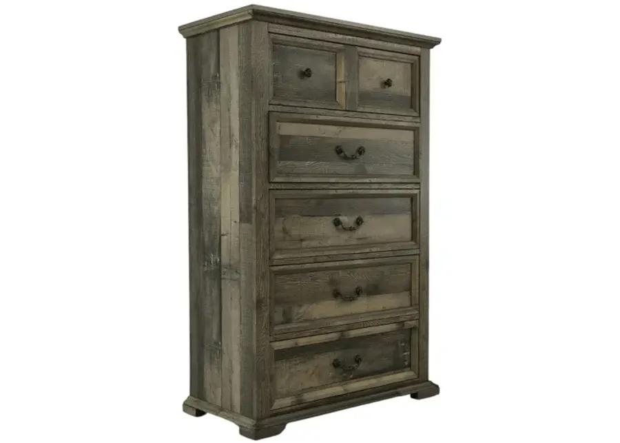 MOSSBERG RUSTIC GREY 5 DRAWER CHEST