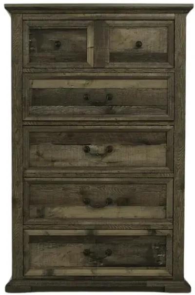 MOSSBERG RUSTIC GREY 5 DRAWER CHEST