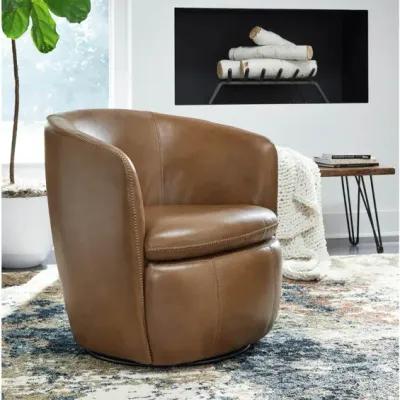 KIERREYS CARAMEL 100% LEATHER SWIVEL CHAIR