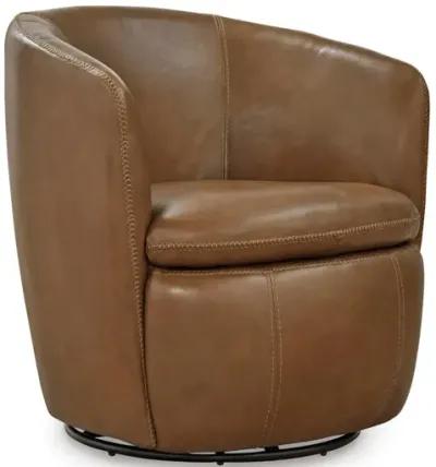 KIERREYS CARAMEL 100% LEATHER SWIVEL CHAIR