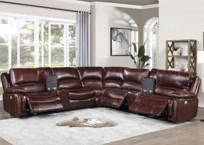 DENVERS 7 PIECE BROWN LEATHER SECTIONAL