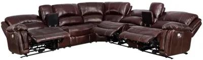 DENVERS 7 PIECE BROWN LEATHER SECTIONAL