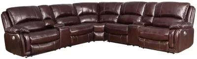 DENVERS 7 PIECE BROWN LEATHER SECTIONAL