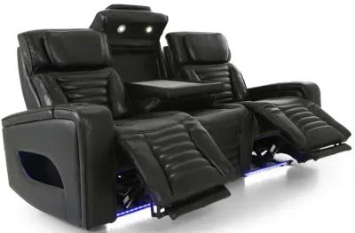 CALLIX BLACKBERRY LEATHER P2 POWER SOFA WITH CHARGING TABLE AND LIGHTS