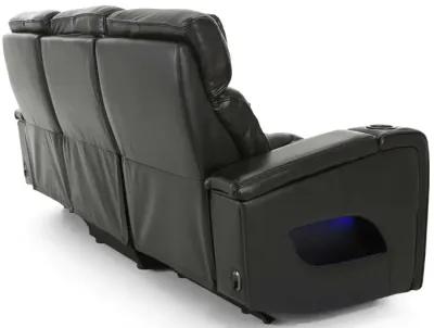 CALLIX BLACKBERRY LEATHER P2 POWER SOFA WITH CHARGING TABLE AND LIGHTS