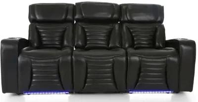 CALLIX BLACKBERRY LEATHER P2 POWER SOFA WITH CHARGING TABLE AND LIGHTS