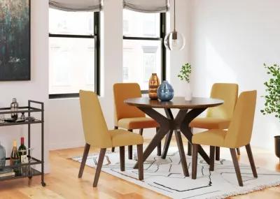 LYNCOTT MUSTARD 5 PIECE ROUND DINING SET