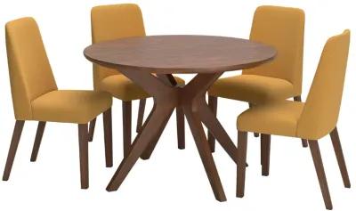 LYNCOTT MUSTARD 5 PIECE ROUND DINING SET