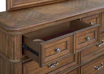 MALLORY LIGHT OAK DRESSER AND MIRROR