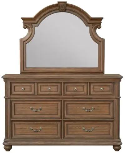 MALLORY LIGHT OAK DRESSER AND MIRROR